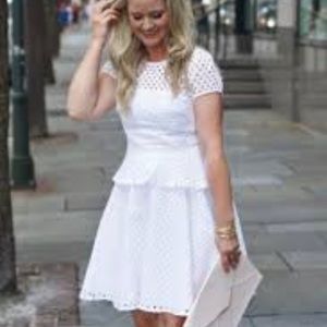 White eyelet peplum dress